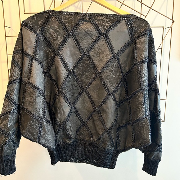 1980s Vintage Leather & Crochet Top/Skirt - Picture 3 of 8